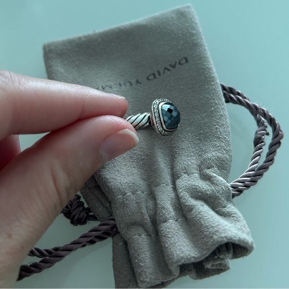 David Yurman Sterling Silver Diamond Black Onyx 10mm Noblesse Ring Size 7 - Picture 4 of 11